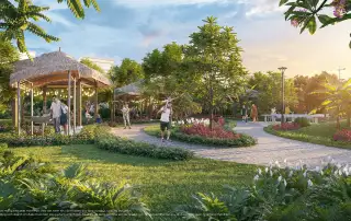 Công viên sinh thái xanh mát tại Vinhomes Green City, mang đến cuộc sống gần gũi thiên nhiên cho cư dân.